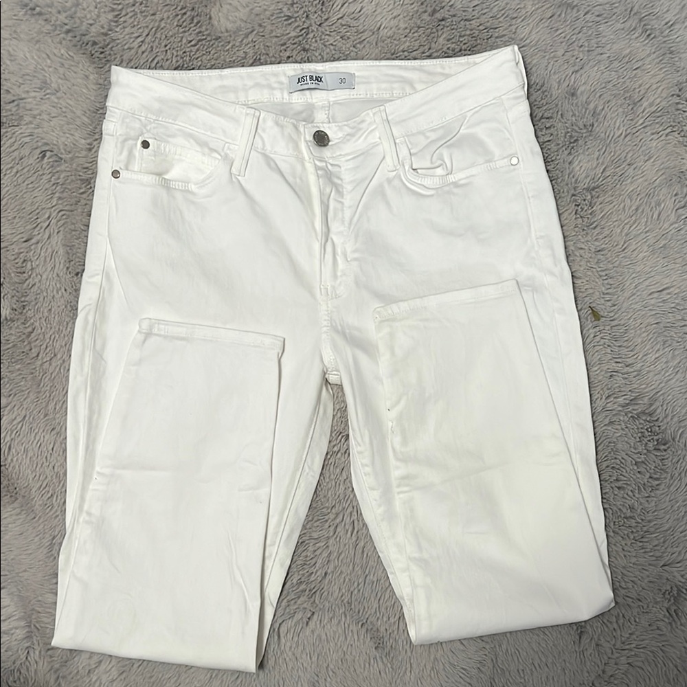 Just Black White Straight Leg Jeans Classic Style